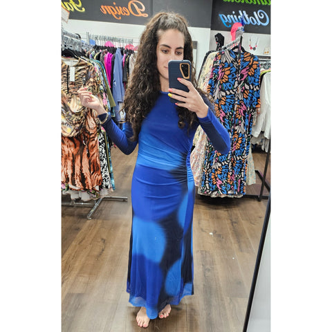 Blue Mesh Watercolor Dress