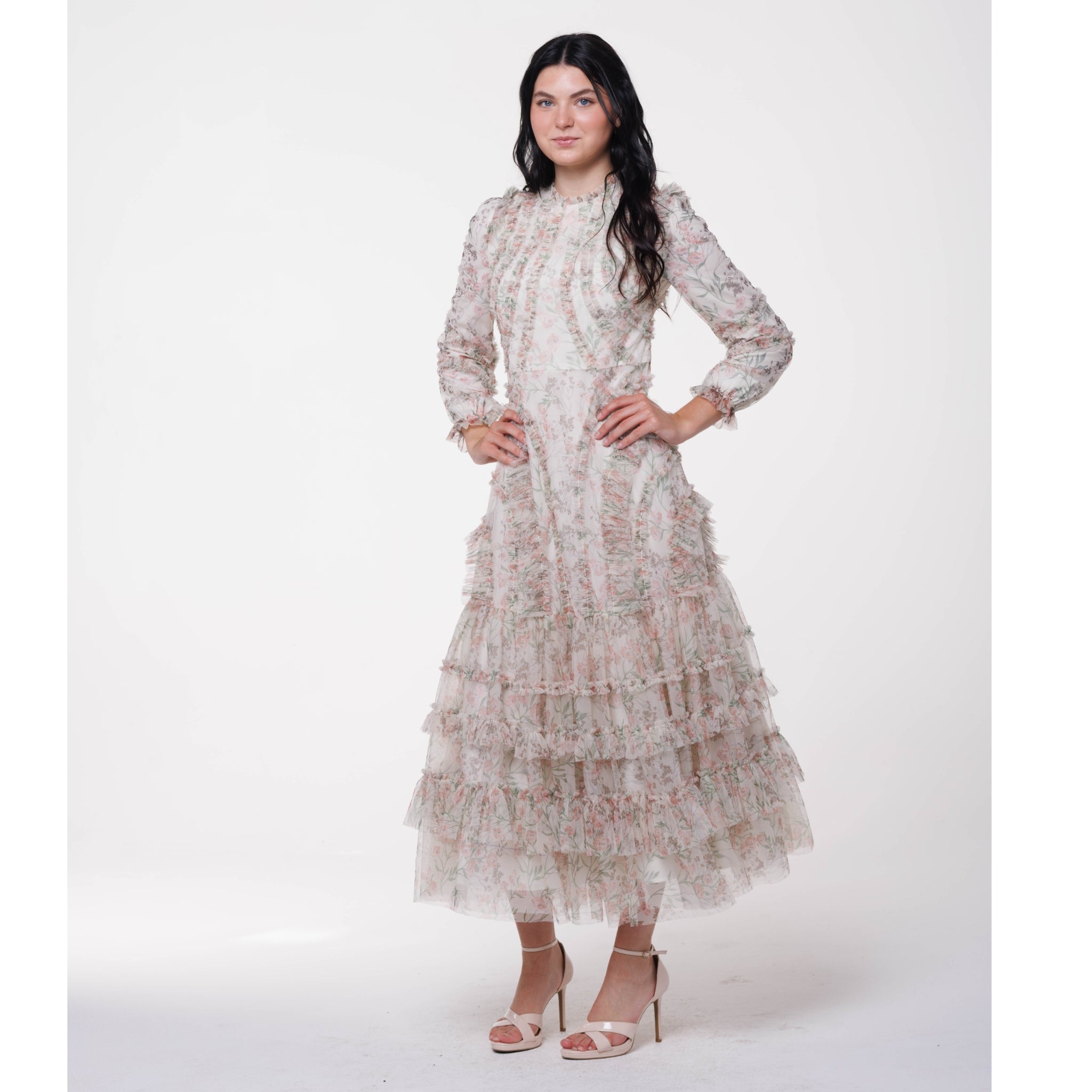 Fiona Floral Tulle Midi Dress The Mimi Boutique Fiona Floral Tulle Midi Dress The Mimi Boutique