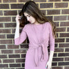 Ribbed Tie Front Crop Cardigan Mauve