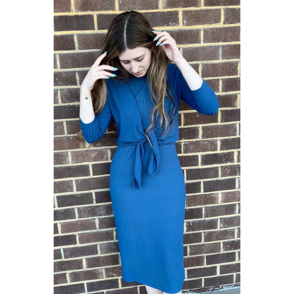 Ribbed Sleeveless Jumper Blue