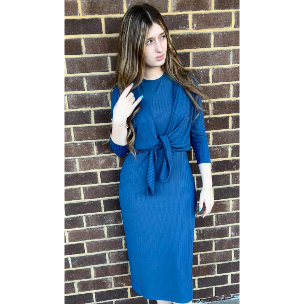 Ribbed Sleeveless Jumper Blue