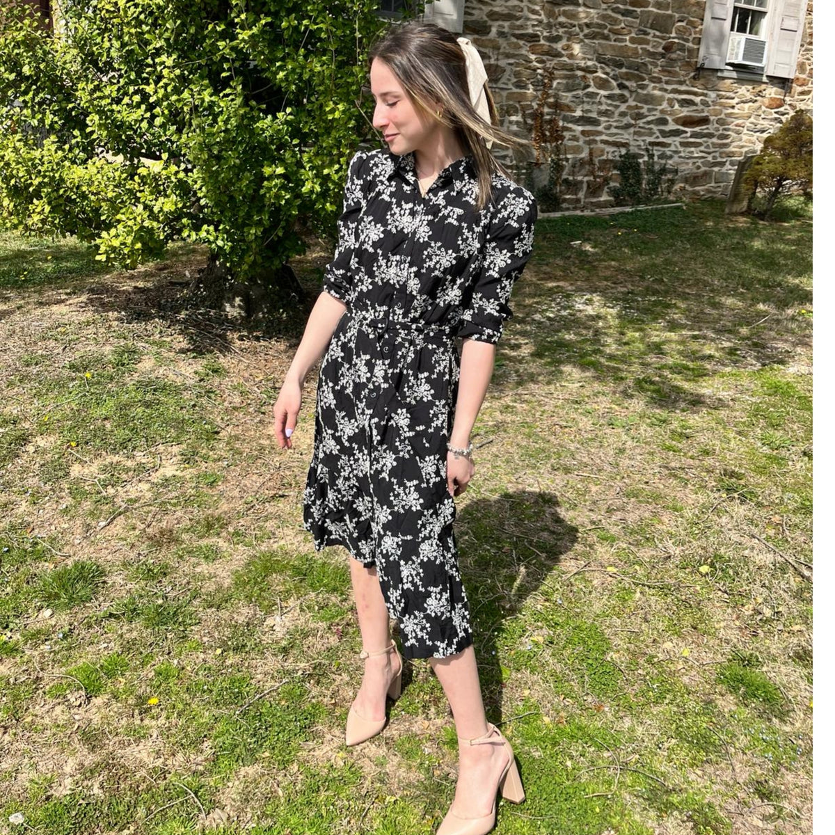 Black Embroidered Shirt Dress by Ivee