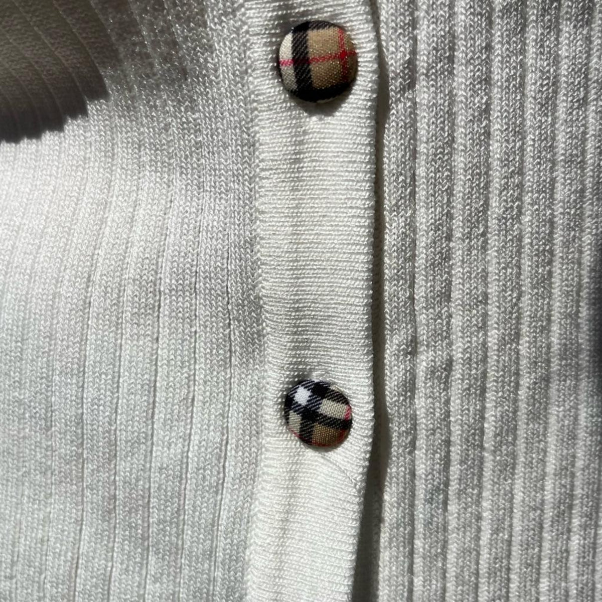 Plaid Button Crewneck Black