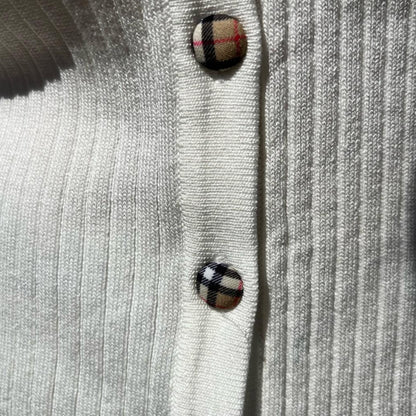 Plaid Button Crewneck Black