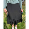 Micro Ribbed Low Ruffle Maxi Skirt Black