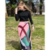 Colorblock Pink & Green Pleated Skirt by Ivee