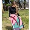 Colorblock Pink & Green Pleated Skirt by Ivee