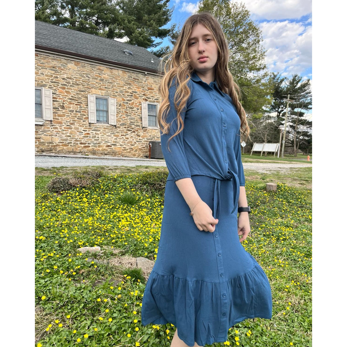 Indigo Low Ruffle Skirt by Ivee