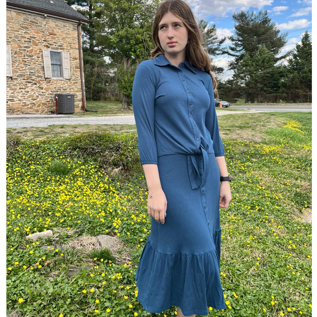 Indigo Low Ruffle Skirt by Ivee