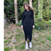 Black Microribbed Henley Dress