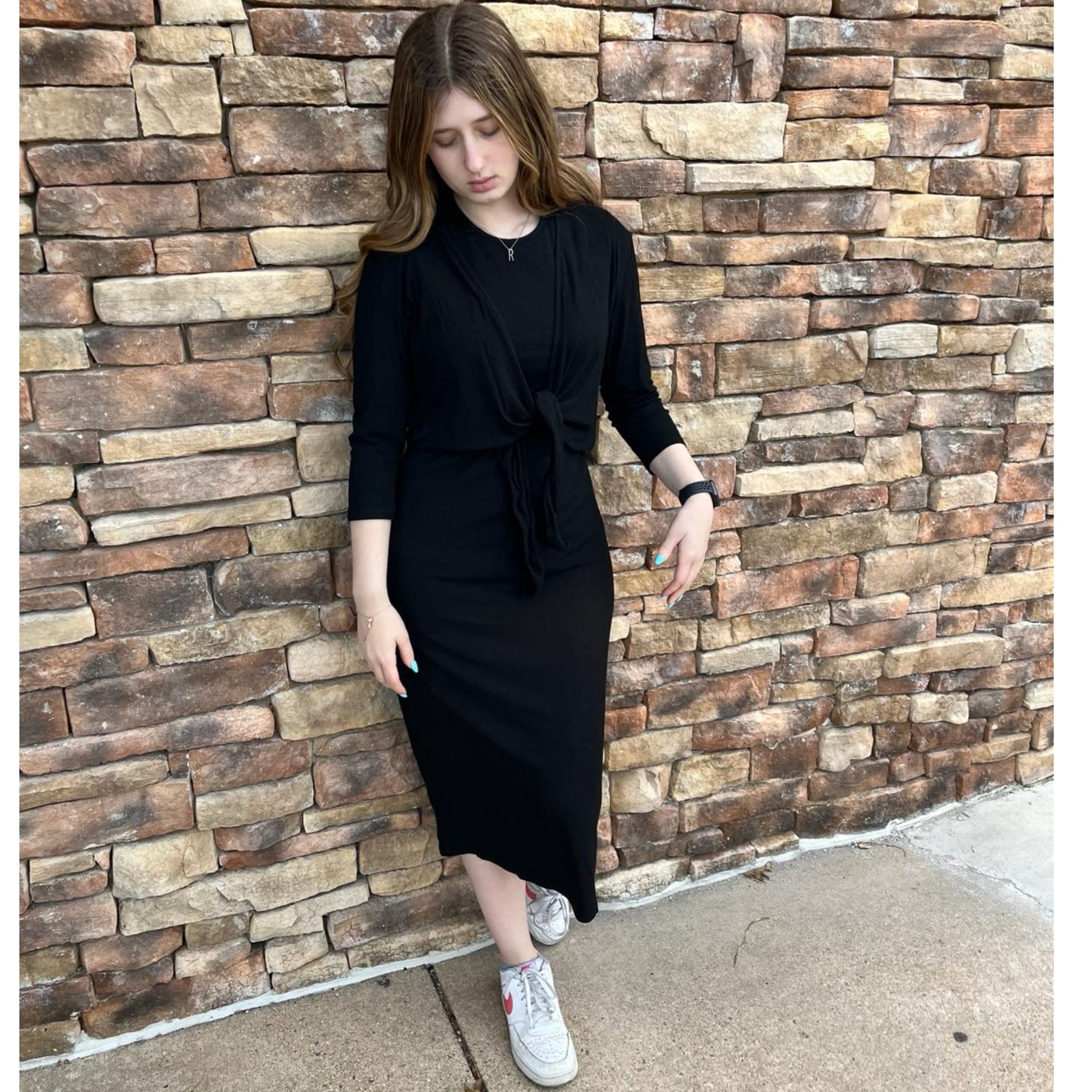Black Tie Front Microribbed Cardigan The Mimi Boutique Black Tie Front Microribbed Cardigan The Mimi Boutique