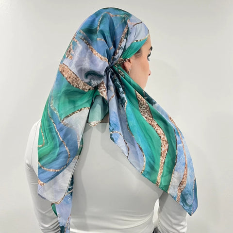 Blue Marble Headscarf by Valeri Many Styles