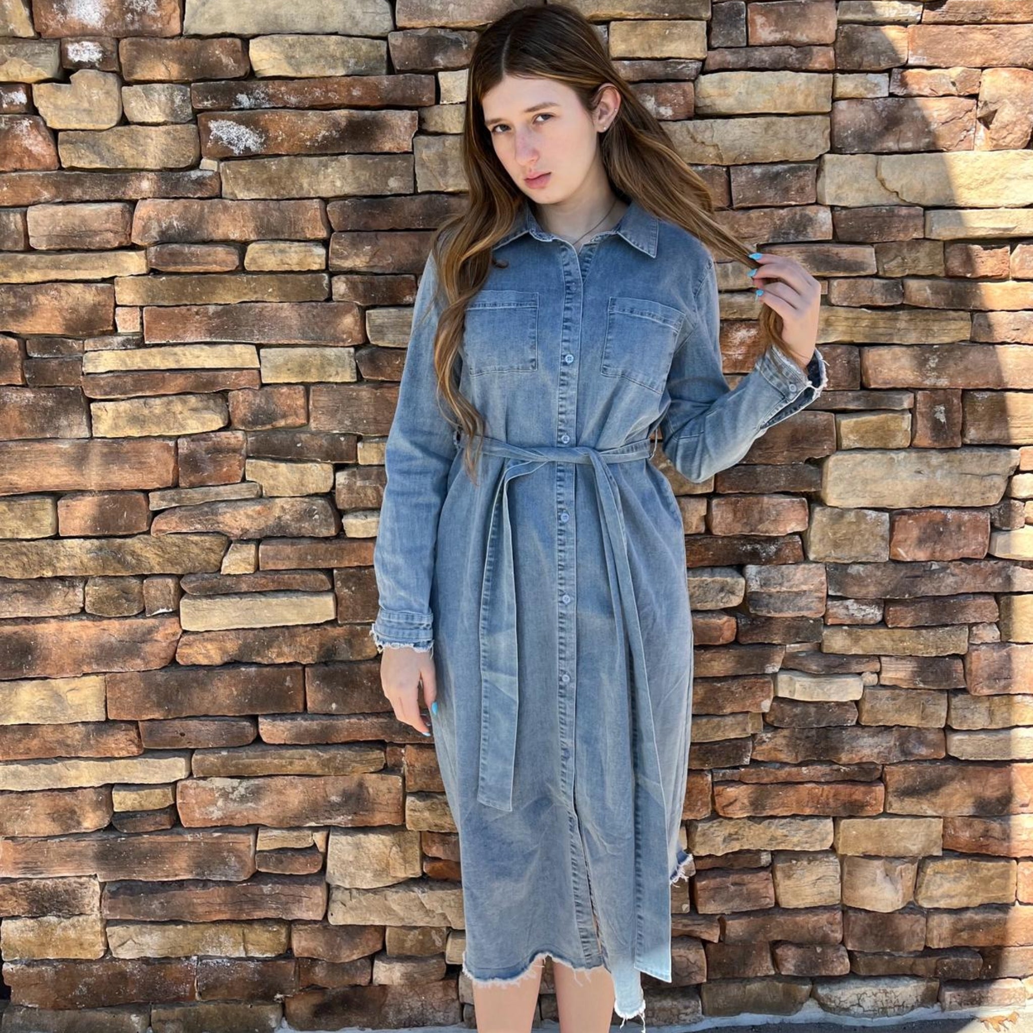 Denim Shirt Dress by Ivee The Mimi Boutique Denim Shirt Dress by Ivee The Mimi Boutique