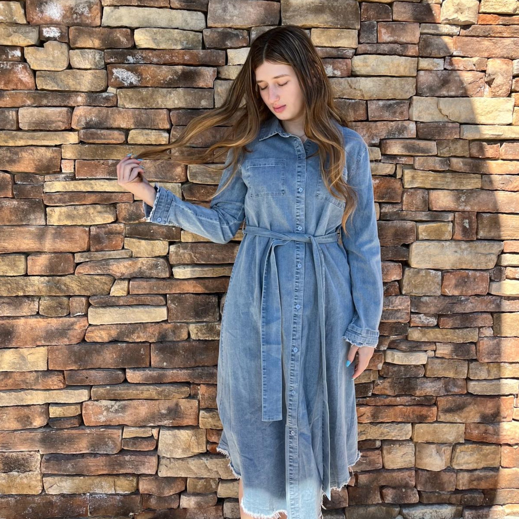 denim dress with shirt Petal and Pup Women's Fleming Shirt Mini Dress
