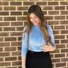 Light Blue Ribbed Henley Top by Ivee