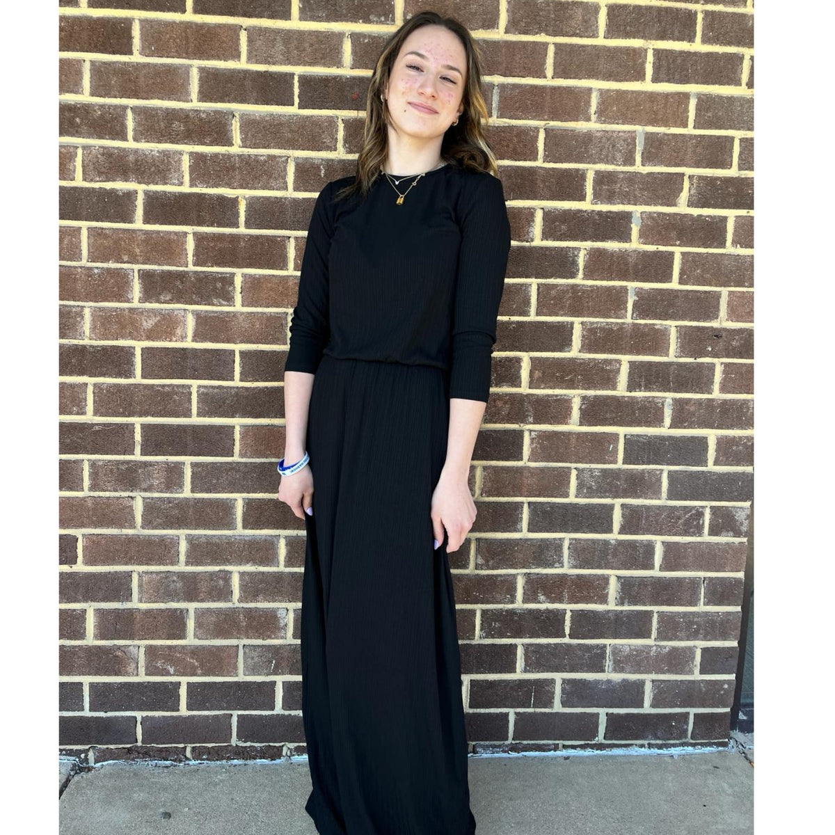 Black Double Ribbed Waisted Maxi by Ivee
