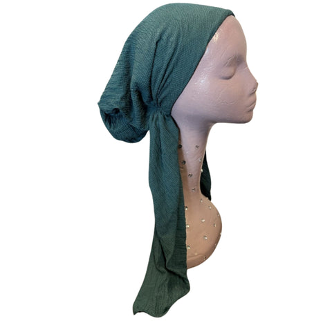 Teal Crinkle Atifa Pre-Tied Headscarf
