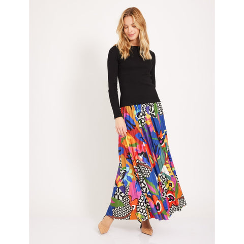 Vibrant Multi Print Pleate Skirt by OC