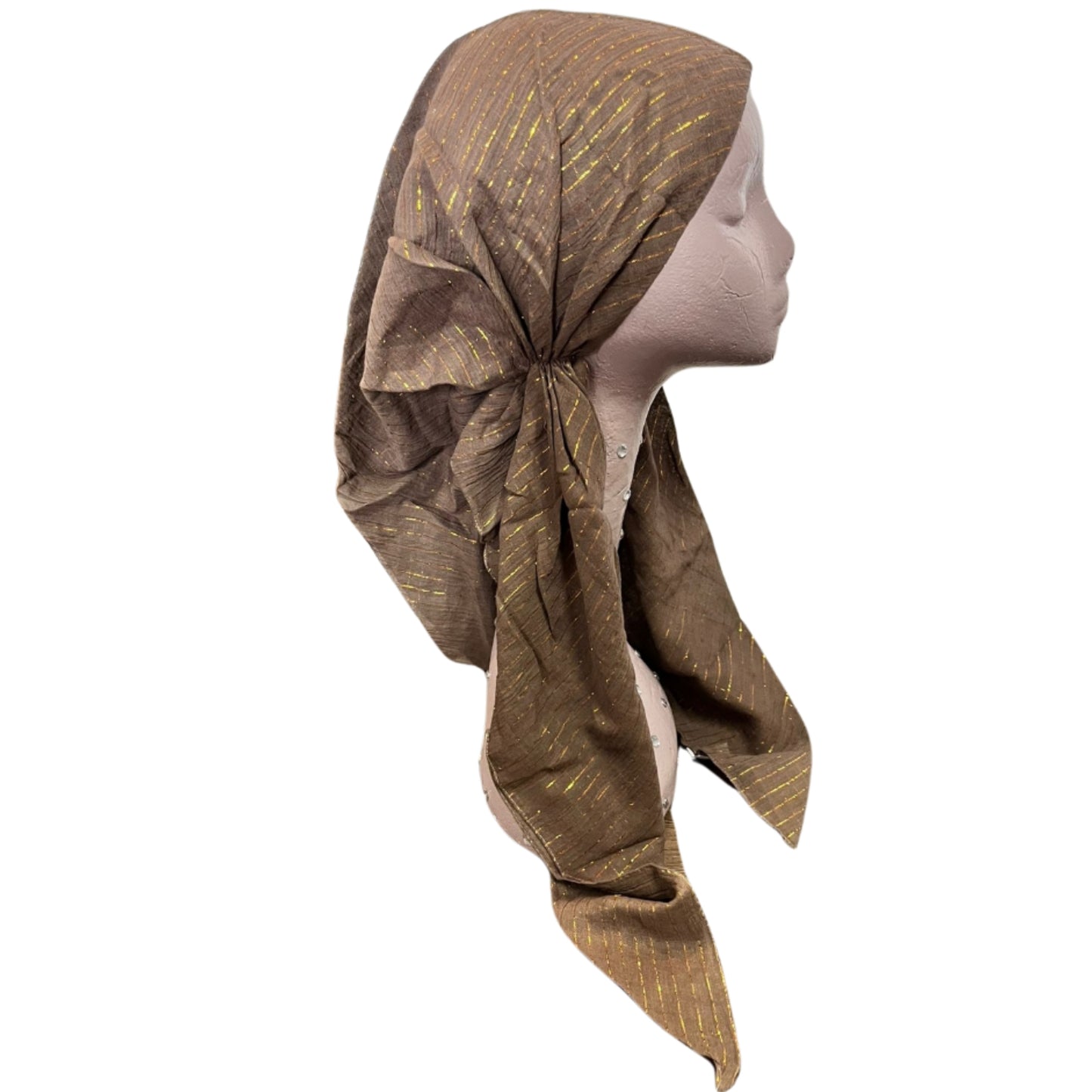 Gold Thread Classic Open Back Pretied Israeli Thicker Cotton Lurex Tichel - The Mimi Boutique