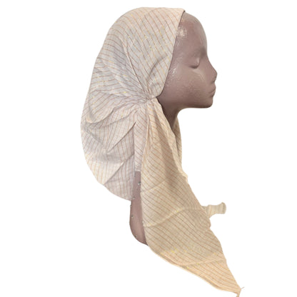 Gold Thread Classic Open Back Pretied Israeli Thicker Cotton Lurex Tichel - The Mimi Boutique