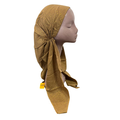 Gold Thread Classic Open Back Pretied Israeli Thicker Cotton Lurex Tichel - The Mimi Boutique