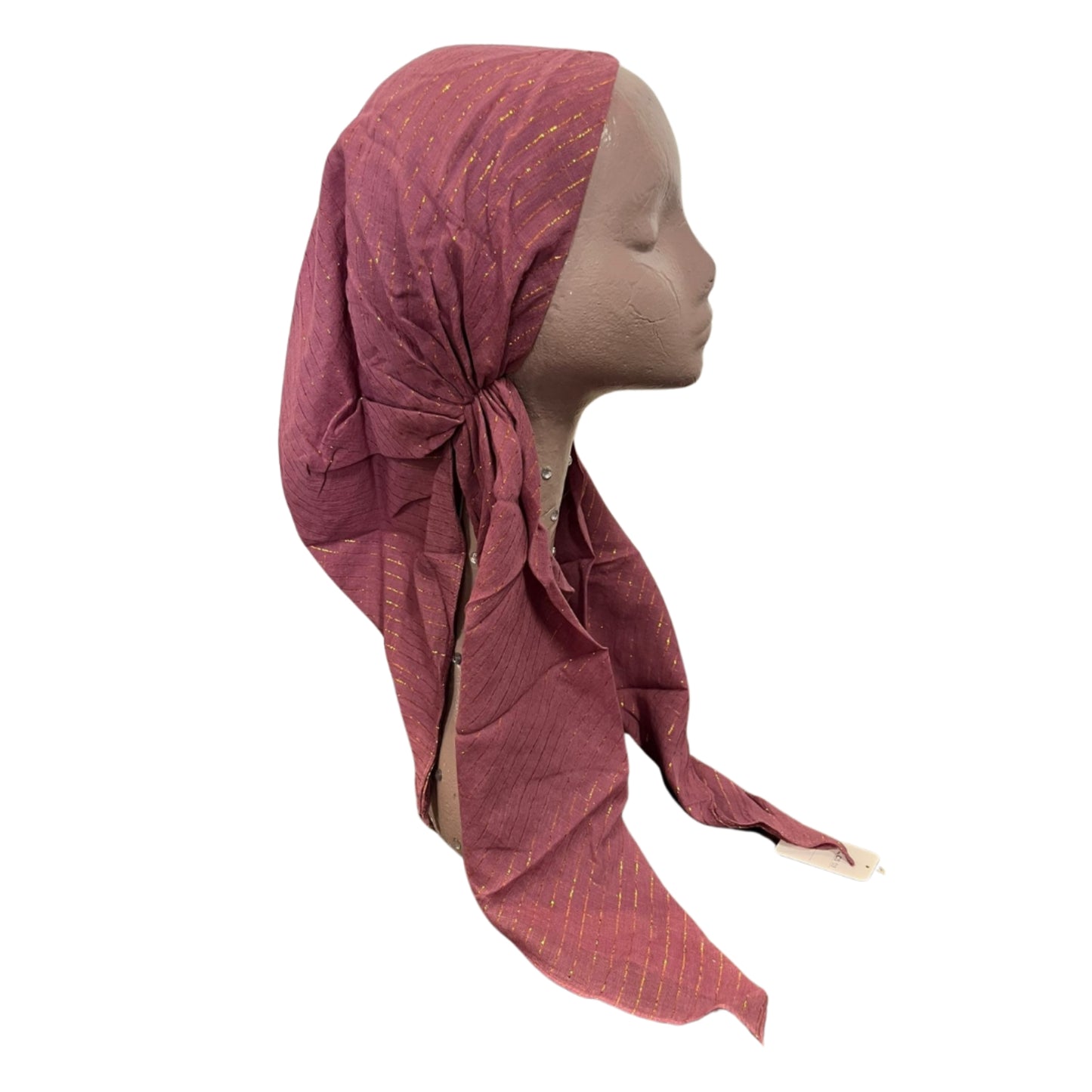 Gold Thread Classic Open Back Pretied Israeli Thicker Cotton Lurex Tichel - The Mimi Boutique