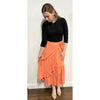 Microribbed Faux Wrap Skirt Apricot