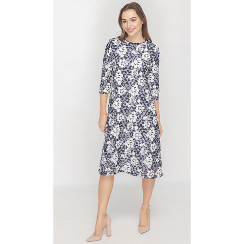 Aline Navy Lace Dress Embroidered Floral