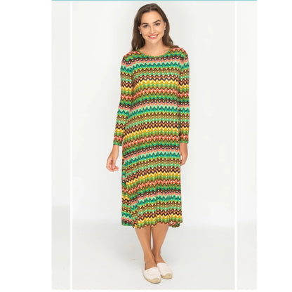 Penny Dress-Candy Chevron Jersey Swing