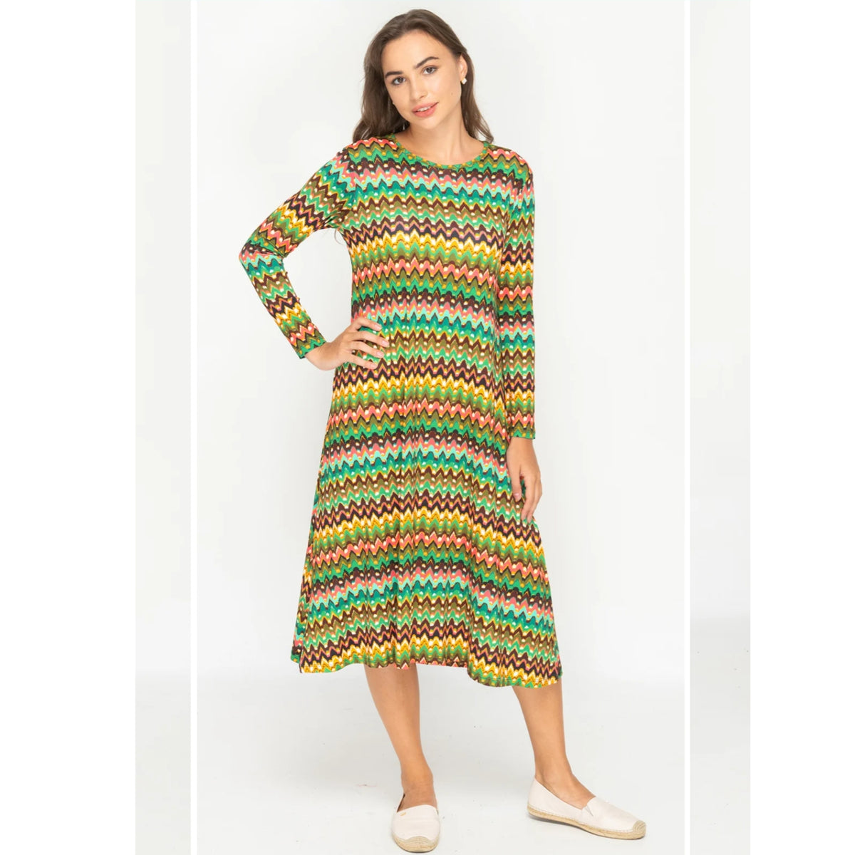 Penny Dress-Candy Chevron Jersey Swing