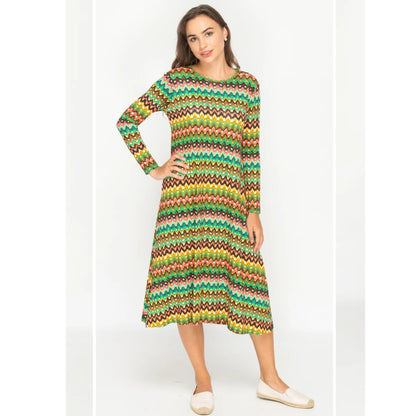 Penny Dress-Candy Chevron Jersey Swing
