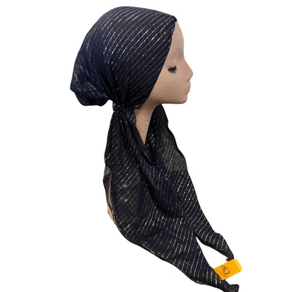 Silver Lurex Thread Cotton Pre-tied Headscarf by SG