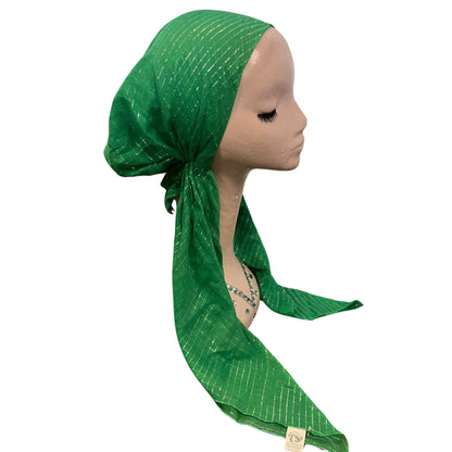 Silver Lurex Thread Cotton Pre-tied Headscarf by SG