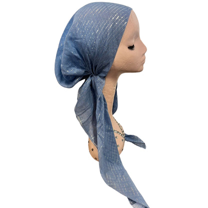 Silver Lurex Thread Cotton Pre-tied Headscarf by SG