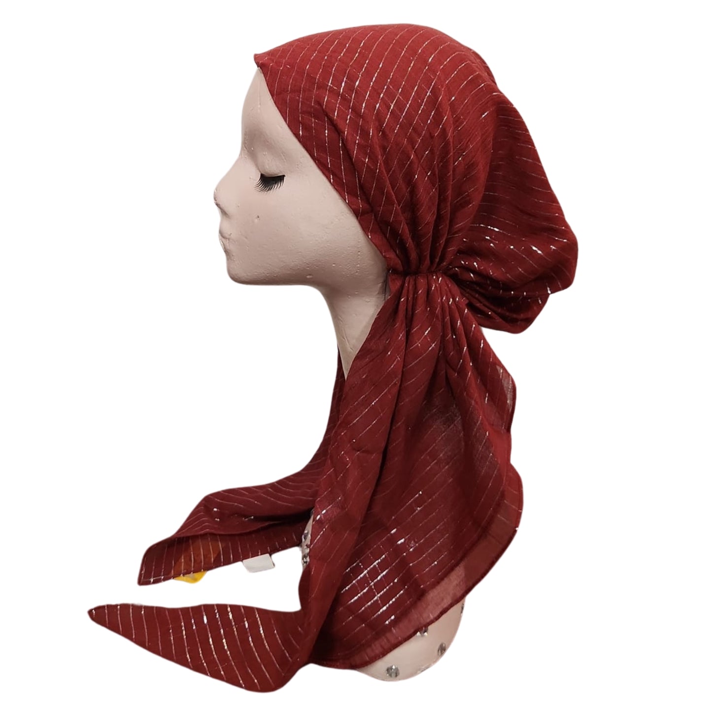 Silver Lurex Thread Cotton Pre-tied Headscarf by SG