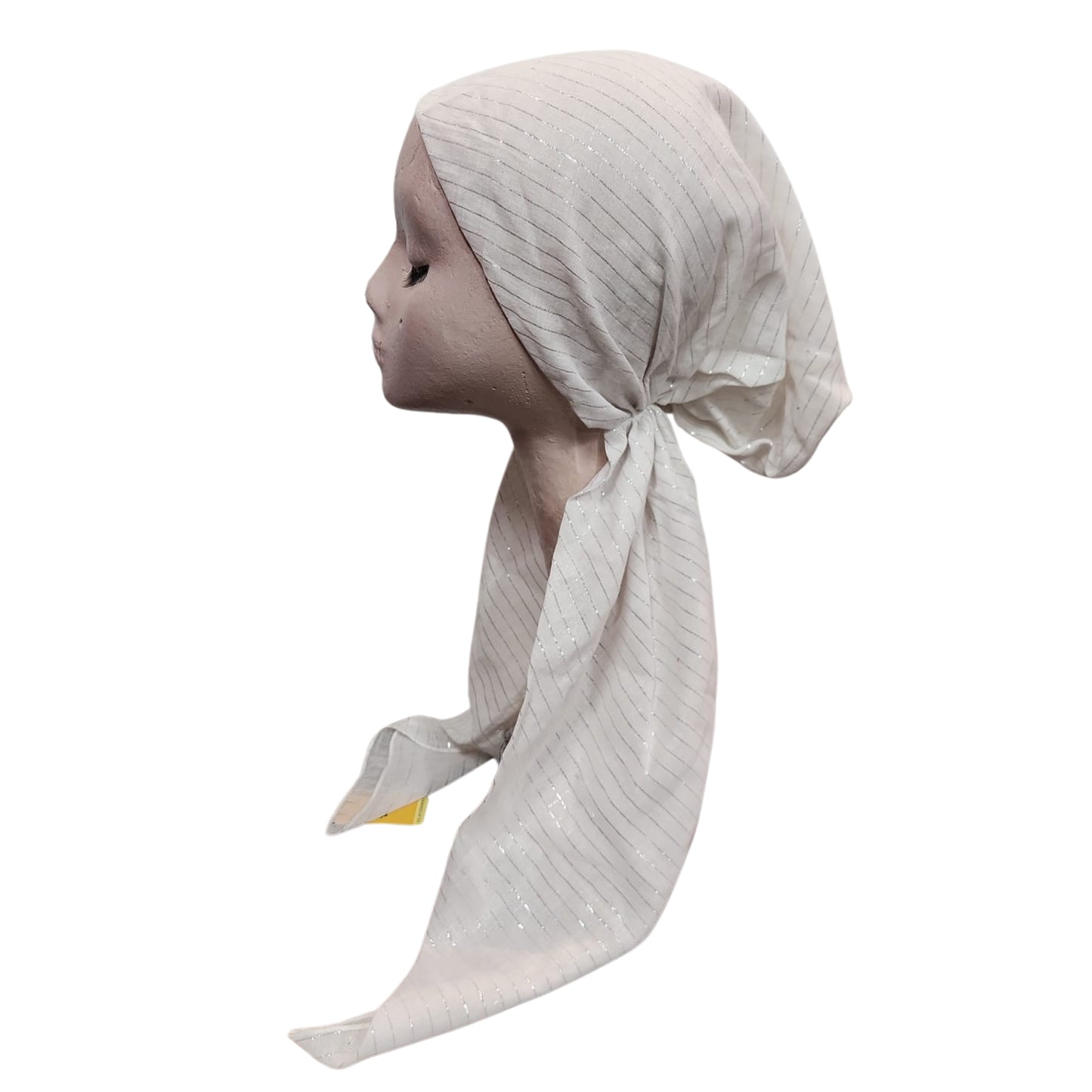 Silver Lurex Thread Cotton Pre-tied Headscarf by SG
