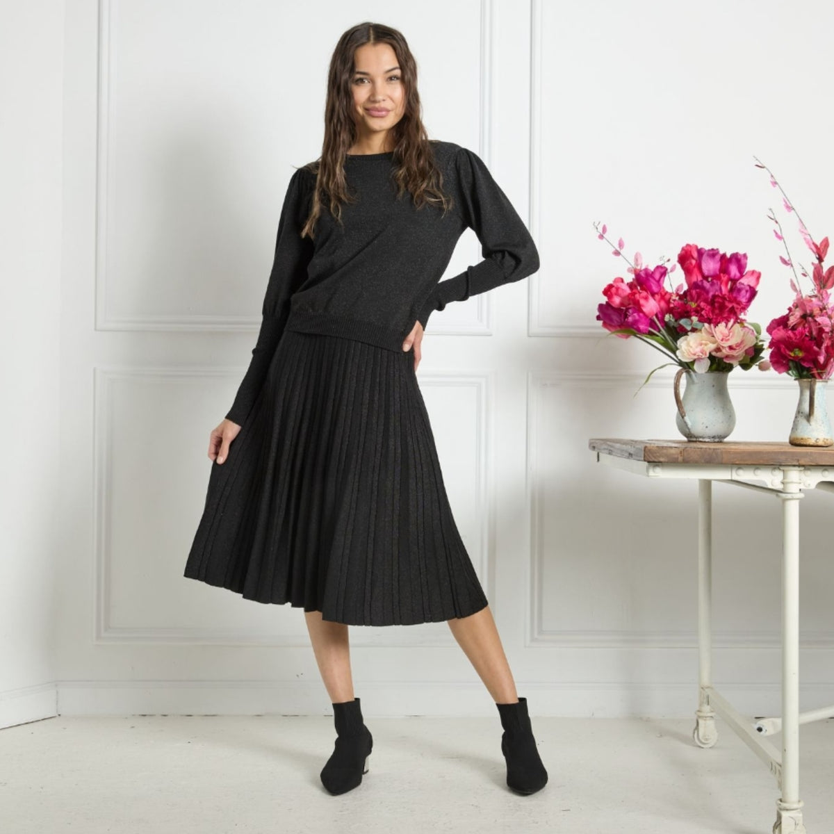 Hazel Top Black Lurex - The Mimi Boutique