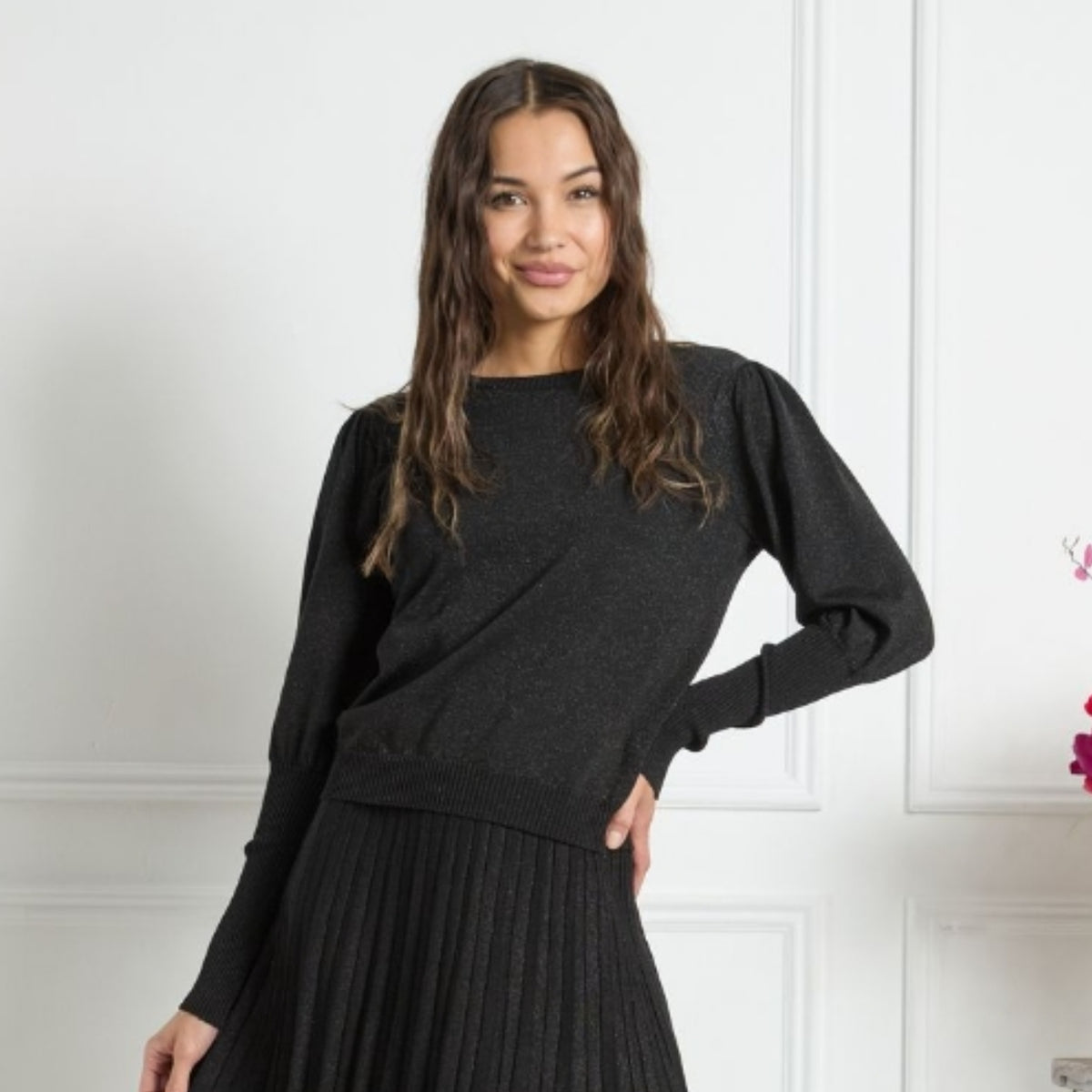 Hazel Top Black Lurex - The Mimi Boutique