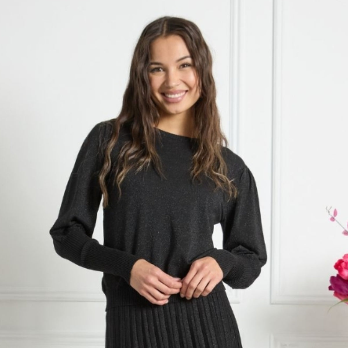 Hazel Top Black Lurex - The Mimi Boutique