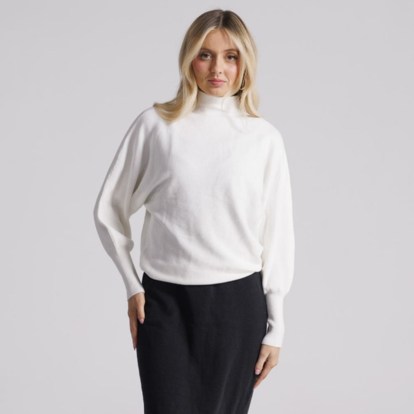 Ivory Vertical Micro Ribbed Dolman Sweater - The Mimi Boutique