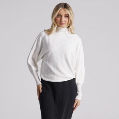 Ivory Vertical Micro Ribbed Dolman Sweater - The Mimi Boutique
