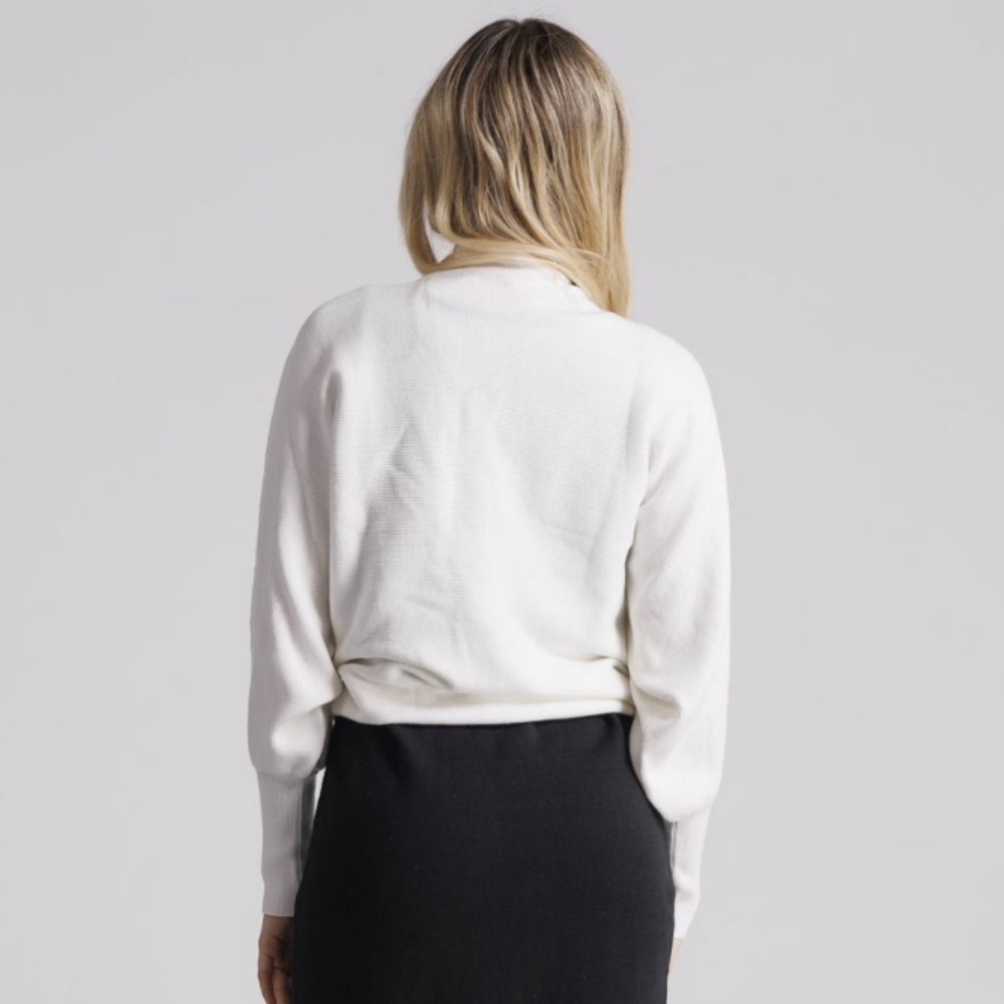 Ivory Vertical Micro Ribbed Dolman Sweater - The Mimi Boutique
