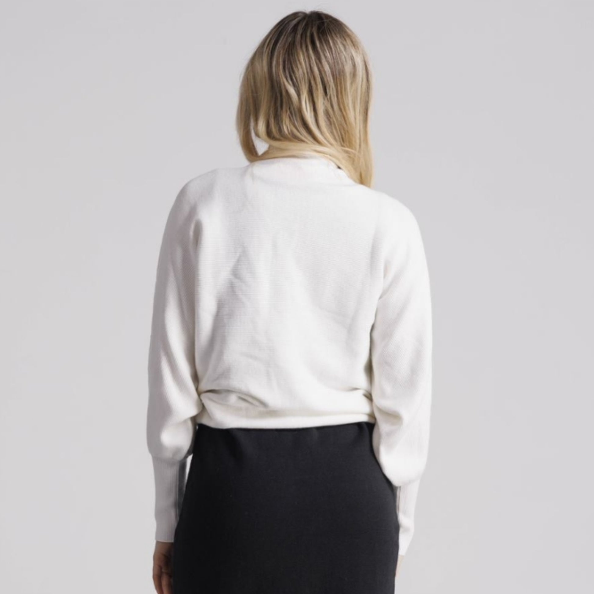 Ivory Vertical Micro Ribbed Dolman Sweater - The Mimi Boutique