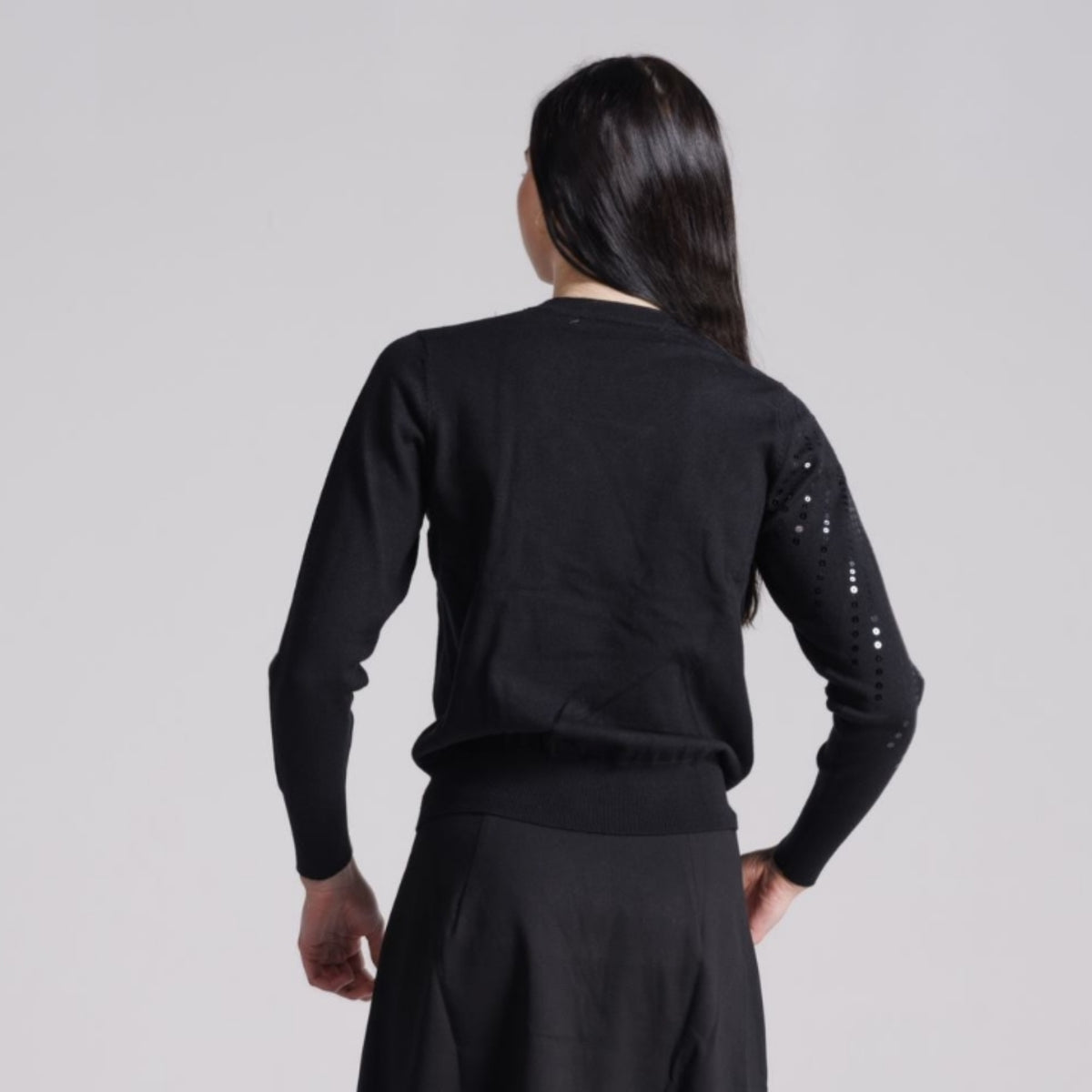 Starburst Sequin Sweater Black - The Mimi Boutique