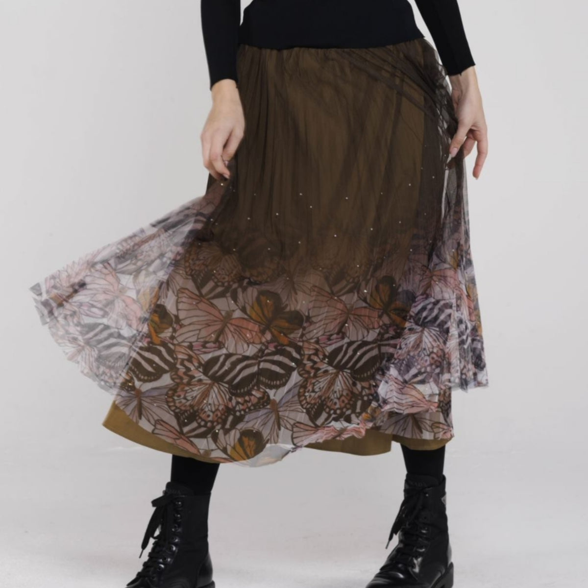 Monarch Mesh Pleated Ombre Skirt