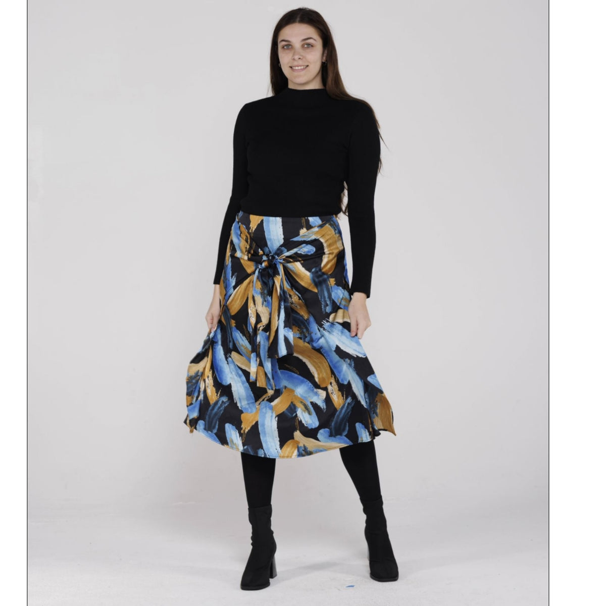 Tie Front Abstract Skirt