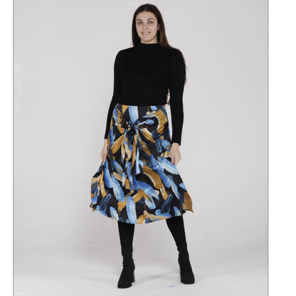Tie Front Abstract Skirt