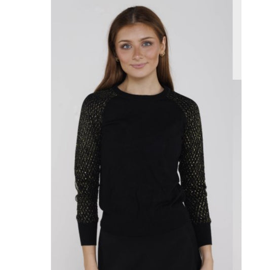 Gold Tulle Sleeve Ovelay Sweater - The Mimi Boutique
