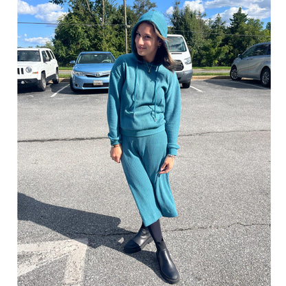 Smokey Blue Cable Hooded Top