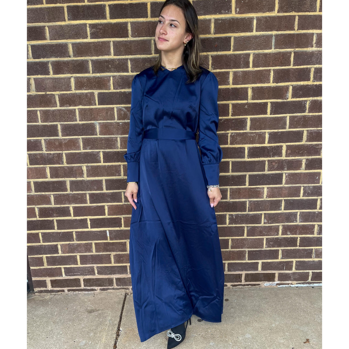 Nala Navy Satin Maxi Dress - The Mimi Boutique